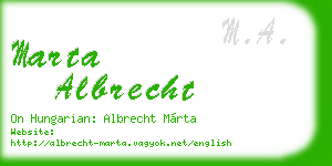 marta albrecht business card